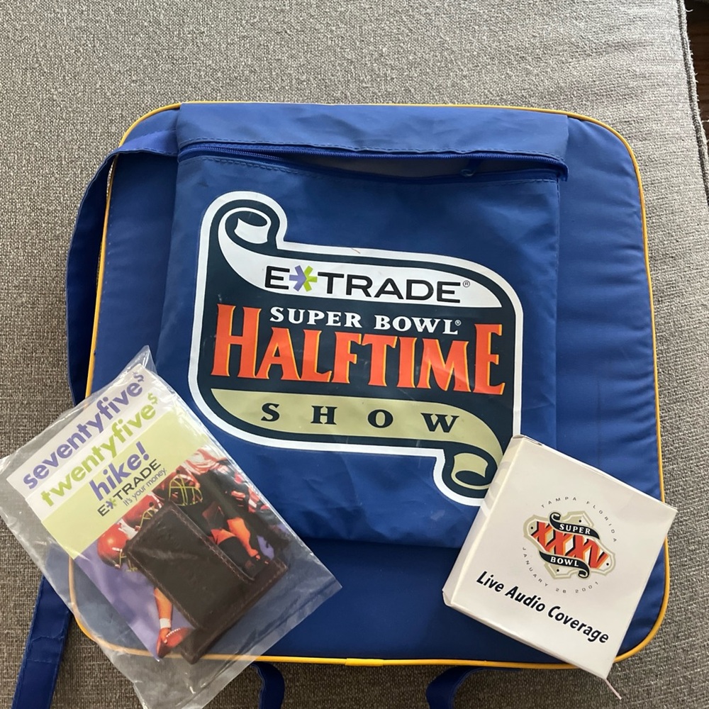 Super Bowl Halftime Show Blue Tote Bag seat cushion and accessories